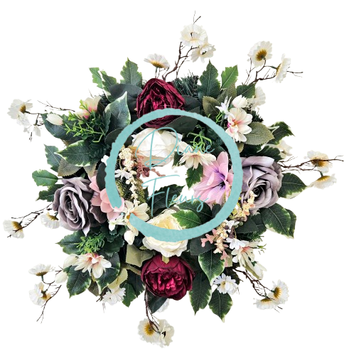 Veniec umelé ruže, pivonky, margaréty, clematis a doplnky 50cm