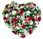 Coroană funerară inimă, trandafiri, crini și flori mici 65cm x 65cm artificială AS1080