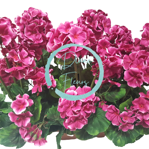Umelý Muškát Pelargónia v truhlíku 40cm x 35cm x výška 45cm tm. ružová