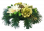 Trauergesteck aus künstliche Rosen, Clematis und Zubehör Ø 28cm x 15cm