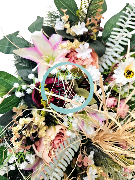 Luxury Artificial Pine Wreath Exclusive Peonies, Lilies, Camellias and Accessories 75cm x 45cm