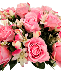 Umelá veľká kytica ruží 46cm ružová