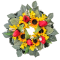 Coroană cu floarea soarelui, lalele, crocus si accesorii 40cm
