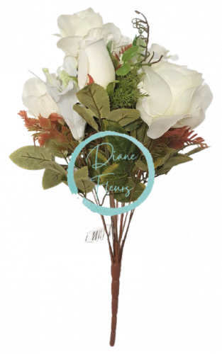 Künstliche Rosen & Lilien Strauß x12 48cm Wieß