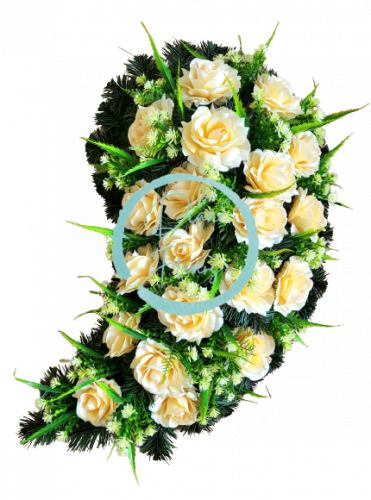 Pogrebni venec Solza vrtnic in dodatkov 70cm x 45cm