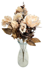 Ruža & Hortenzia kytica 48cm umelá béžová