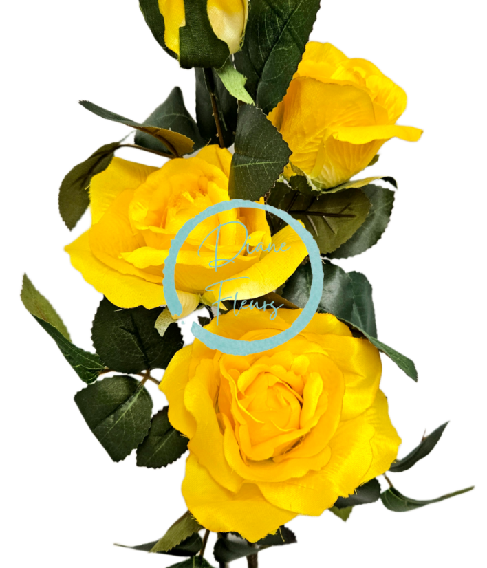 Buchet de trandafiri x6 88cm flori artificiale galben