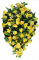 Temetési koszorú műrózsákkal és liliomokkal 100cm x 60cm sárga, zöld