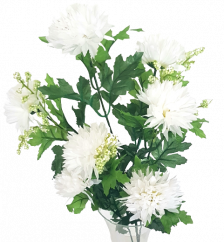 Artificial Chrysanthemums Twig x7 75cm White