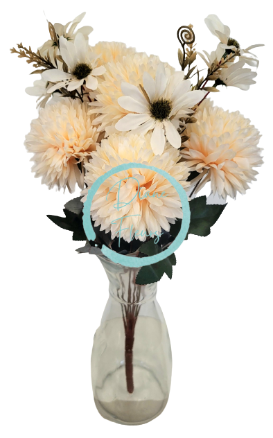 Chryzantéma a Margarétka kytica x10 lososová, krémová 48cm umelá