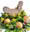 Velikonoční dekorace na stůl Slepička s vajíčky a doplňky 24cm x 24cm