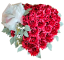Smútočný veniec "Srdce" z Ruží a listami Brezy a doplnky 60cm x 60cm červená & zelená umelý