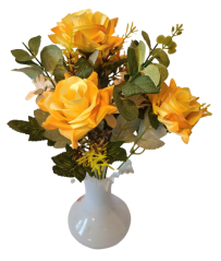 Buchet de trandafiri 30cm galben închis flori artificiale
