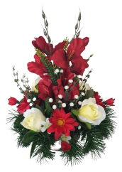 Smútočný aranžmán betonka exclusive umelá ruža, gladiola a doplnky Ø 27cm x 32cm