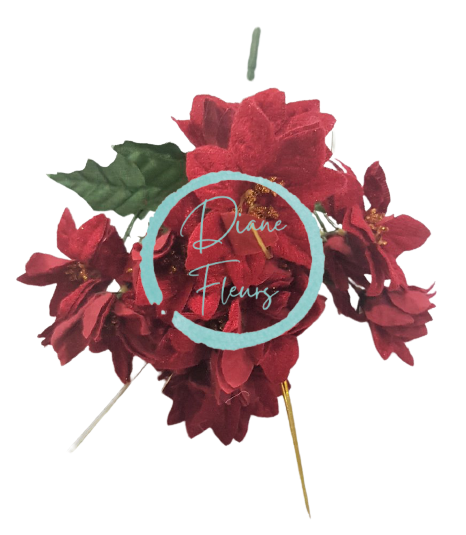 Poinsettia Euphorbia Vianočná ruža kytica 25cm červená umelá