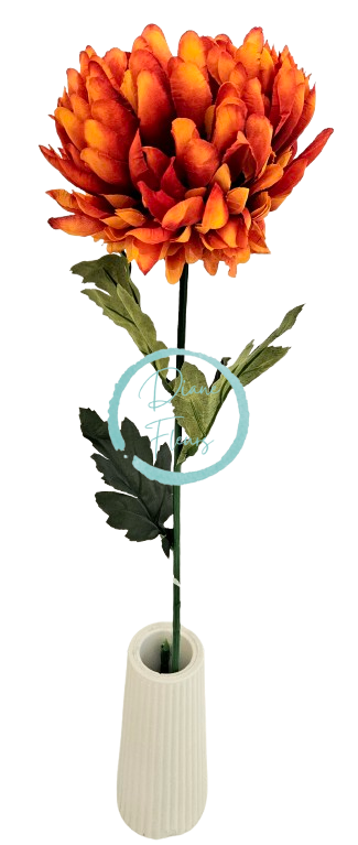 Nová Chryzantéma kusová na stonku Exclusive oranžová 70cm umělá