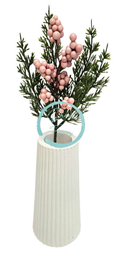 Dekorácia zeleň prízdoba pick bobuľky 28cm ružová