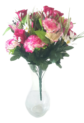 Künstliche Rosen & Alstroemeria & Nelke Strauß x18 Weinrote 50cm