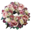 Wianek wiklinowy ozdobiony sztucznymi różami, piwoniami i hortensjami 30cm