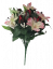 Alstromerie a Růže x13 kytice fialová, ružová, červená 33cm umělá