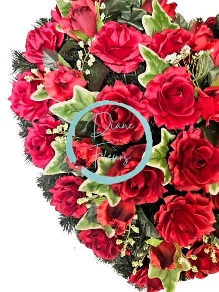 Temetési koszorú "szív" rózsák 60cm x 60cm művirág