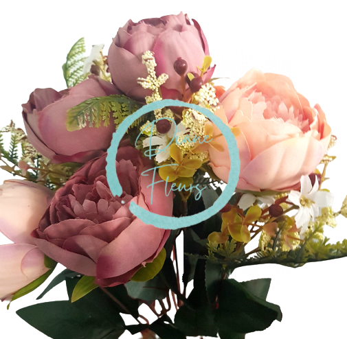 Exclusive Pivonky Peonie kytica x11 50cm fialová & ružová umelá