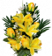Rózsák és Liliom csokor x18 sárga 62cm művirág