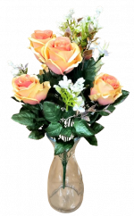 Artificial Roses Bouquet x12 47cm Peach