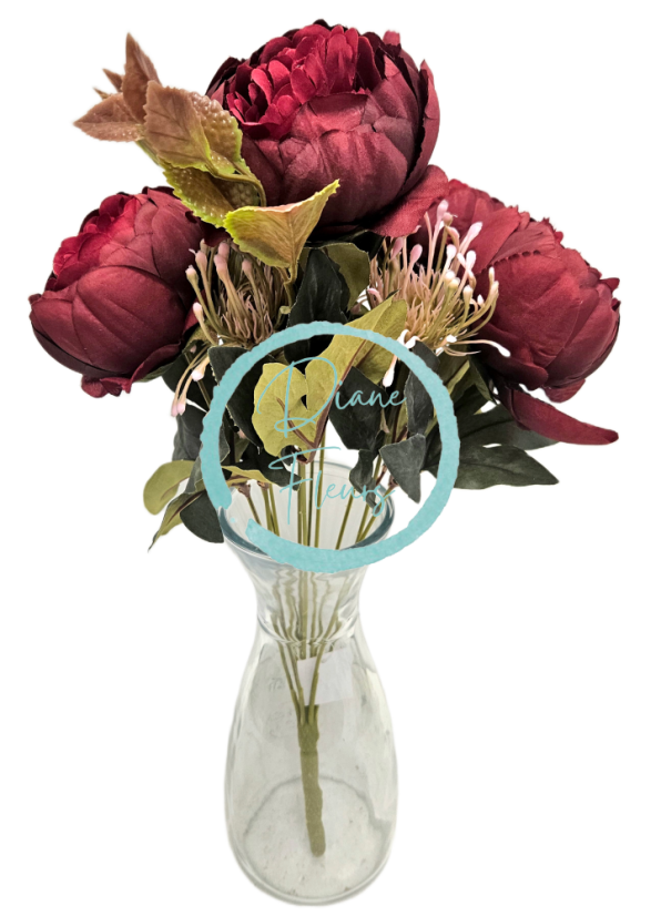 Buchet luxos de Bujori 48cm flori artificiale roșu