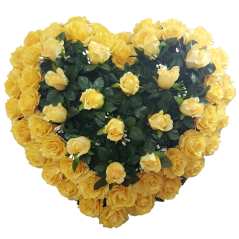 Künstliche Kranz Herz-förmig mit Rosen 65cm x 65cm Gelb