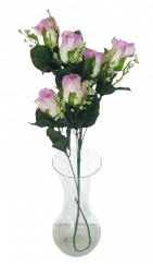 Ruža kytica vetva x6 78cm umelá fialová