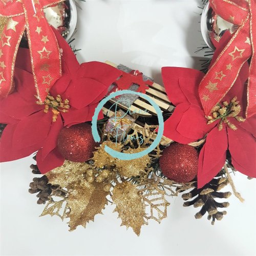 Wianek bożonarodzeniowy 30cm Poinsecja Poinsecja oraz dekoracje i akcesoria świąteczne w kolorze czerwonym