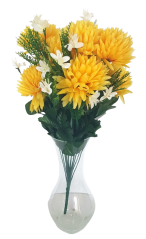 Buchet de crizanteme x9 45cm flori artificiale galben