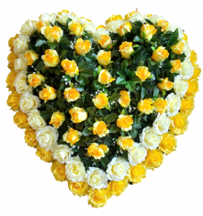 Artificial Wreath Heart Shaped with Roses 80cm x 80cm Yellow