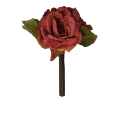 Rózsa és Hortenzia csokor barna 26cm művirág