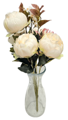 Buchet luxos de Bujori 48cm flori artificiale crem