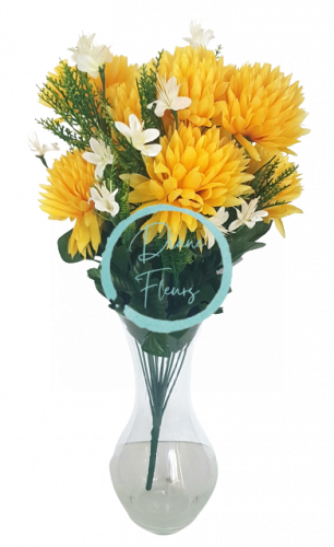 Artificial Chrysanthemum Bouquet x9 45cm Yellow