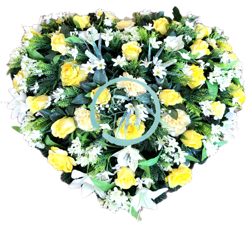 Künstlicher Trauerkranz Herz, Rosen, Nelken und kleinen Blüten 65cm x 65cm AS1081