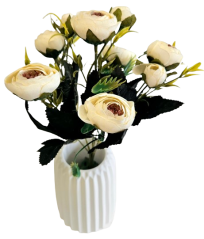 Ранункулус Букет от лютичета x6 28 см кремави изкуствени