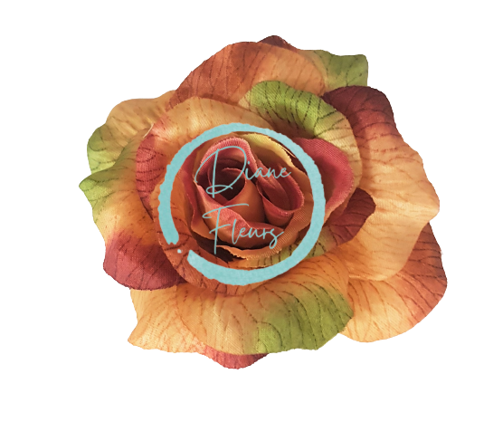 Główka kwiatowa róży 3D O 10cm sztuczna zielono-brązowa