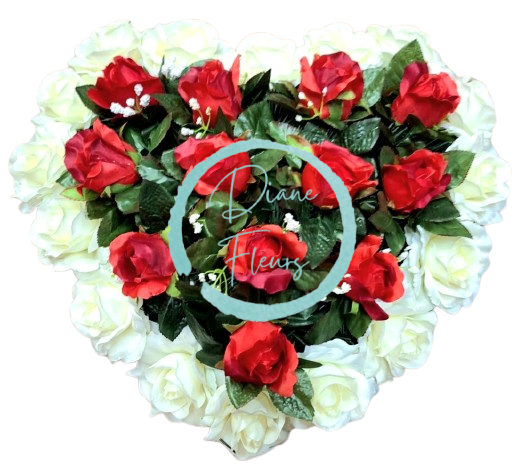Artificial Wreath Heart Shaped with Roses 40cm x 40cm
