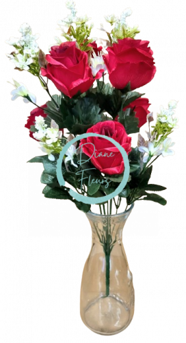 Ruža kytica x12 47cm červená umelá