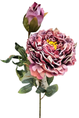 Pivoňka kusová sušená Exclusive 1+1 66cm umělá fialová