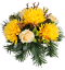 Kompozycja pogrzebowa sztuczne chryzantemy, róże i dodatki 28cm x 18cm AS1088