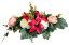 Díszített betontál fenyőből rózsa, bazsarózsa, liliomok és kiegészítők 55cm x 35cm x 23cm AS1078