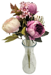 Mazzo di lusso Peonie 48cm viola artificiale, crema