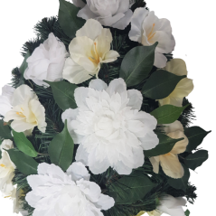 Coroană funerara 60cm x 30cm dahlia & gladiolus & accesorii flori artificiale