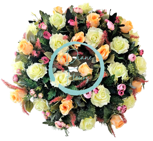 Luxury Artificial Pine Wreath Exclusive Roses, Ranunculus and Accessories 65cm