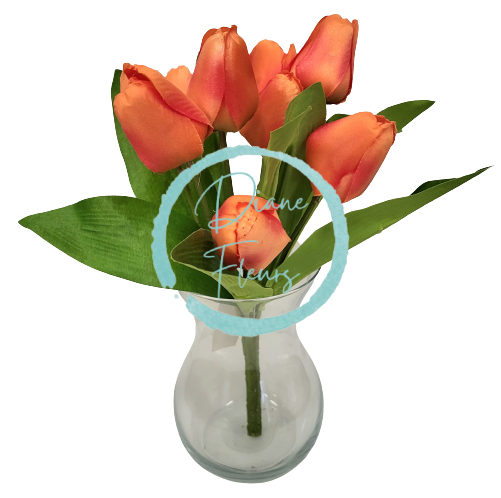 Buchet de Lalele x9 portocaliu 33cm flori artificiale