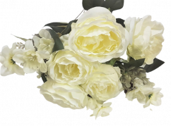 Růže "9" kytice 43cm bílá umělá